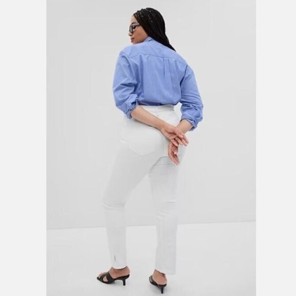 GAP High Rise Y2K Split Hem Vintage Slim Plus Size 18/34 White Jeans MSRP $80 - Picture 5 of 7